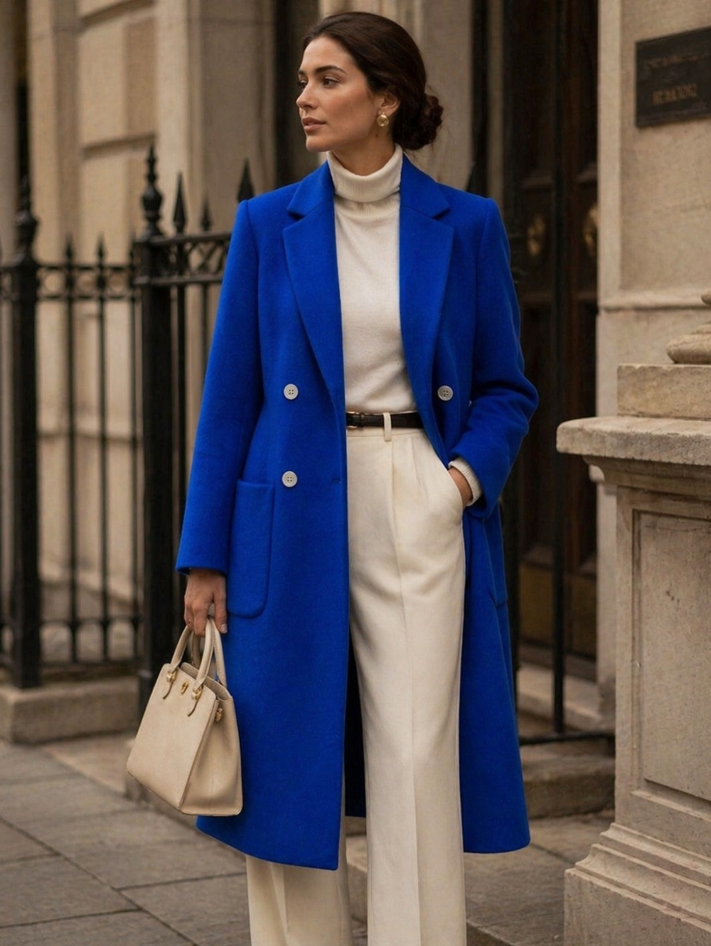 Michael Kors Wool Blend Royal Blue Officers Coat